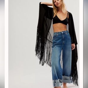 Free People Black Fringe Tunic
